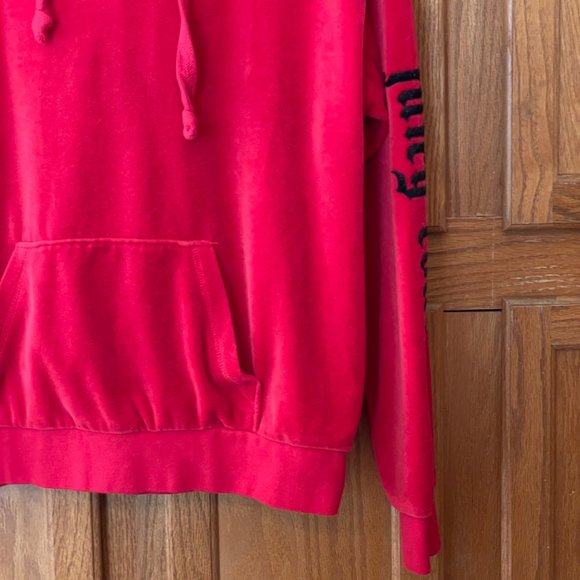 Juicy Couture Spell Out Los Angeles Womens Size XS Oversized Red Velour Hoodie - Picture 5 of 15